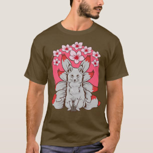 Cute Kawaii AnimeKitsune Cherry Blossom FoJapanese T-Shirt