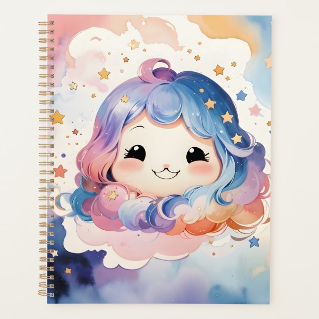 Cute Kawaii Aquarelle Art Star Baby Girl Planner (Devant)