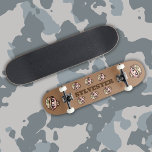 Cute Kawaii Army Camouflage Monogram on Brown | Skateboard<br><div class="desc">Gear up for adventure with this Cute Kawaii Army Camouflage skateboard, featuring a fun monogram on a vibrant brown background. The playful camouflage design, with its kawaii-inspired details, brings a touch of whimsy to their rides. Complete with sturdy trucks and smooth wheels, this skateboard is designed for both style and...</div>