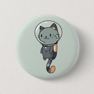 Cute Kawaii Astronaut Cat 2 Inch Round Button