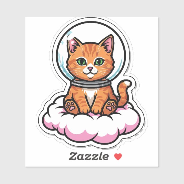 Cute Kawaii Astronaut Cat Sticker - Space Lover Gi (Sheet)