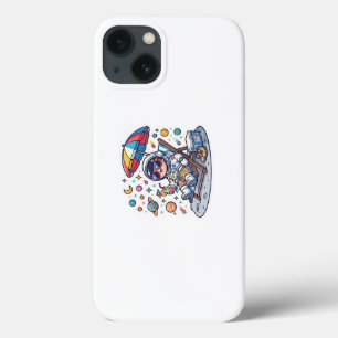 Cute Kawaii Astronaut Summer Beach Space TrSticker iPhone 13 Case