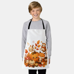 Cute Kawaii Autumn Pumpkin Fox Owl Fall Animals Apron