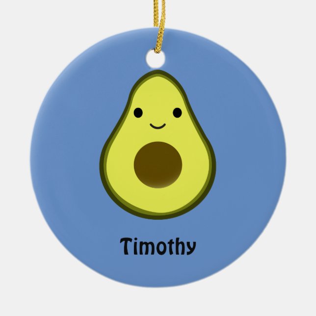 Cute Kawaii Avocado Ceramic Ornament (Front)