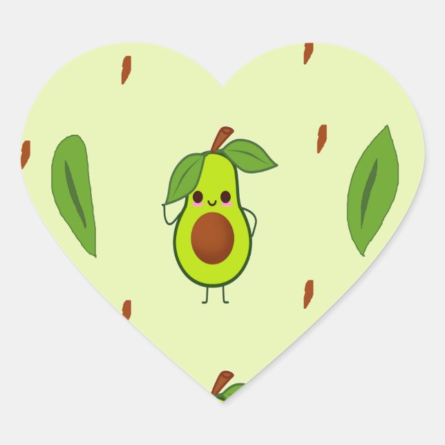 Cute kawaii avocado heart sticker (Front)