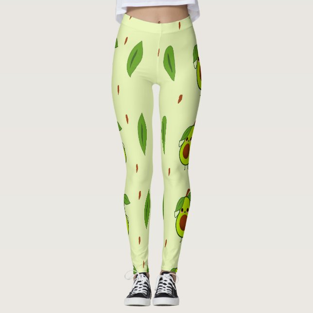 Cute kawaii avocado leggings (Front)