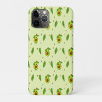 Cute kawaii avocado on green