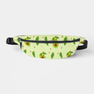 Cute kawaii avocado on green fanny pack