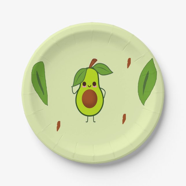 Cute kawaii avocado paper plate (Front)