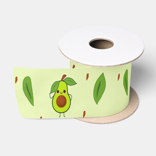 Cute kawaii avocado satin ribbon (Spool)