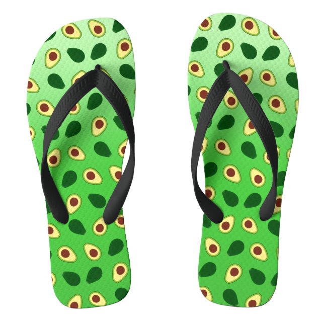 Cute Kawaii Avocado slice summer gradient Pattern Flip Flops (Footbed)