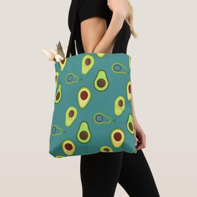 Cute Kawaii Avocado slice summer gradient Pattern Tote Bag (Close Up)