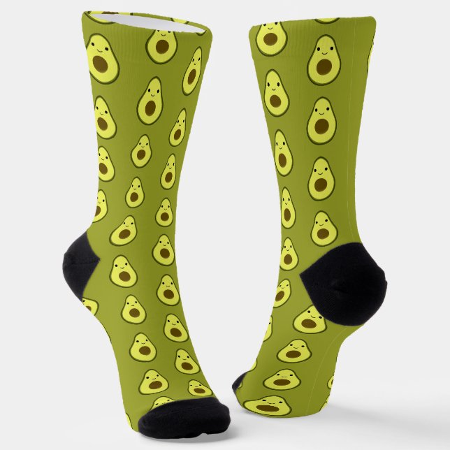 Cute Kawaii Avocado Socks (Angled)
