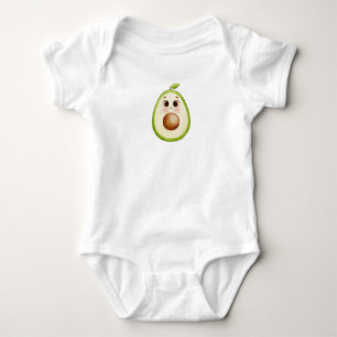 Cute Kawaii Avocado with Big Eyes – Watercolor Ill Baby Bodysuit