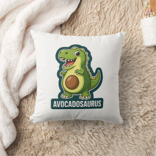 Cute Kawaii Avocadosaurus Dinosaur Funny Pun Throw Pillow