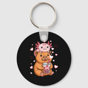 Cute Kawaii Axolotl Capybara Bubble Tea Boys Girls Keychain