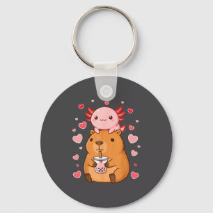 Cute Kawaii Axolotl Capybara Bubble Tea Boys Girls Keychain