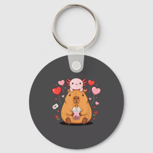 Cute Kawaii Axolotl Capybara Bubble Tea Boys Girls Keychain