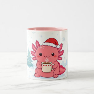 Cute Kawaii Axolotl Christmas Coffee Two-Tone Mug