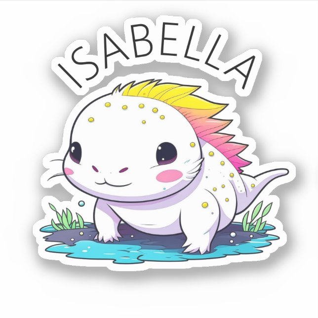 Cute Kawaii Axolotl Illustration Personalized (Front)