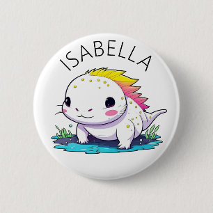 Cute Kawaii Axolotl Illustration Personalized 2 Inch Round Button