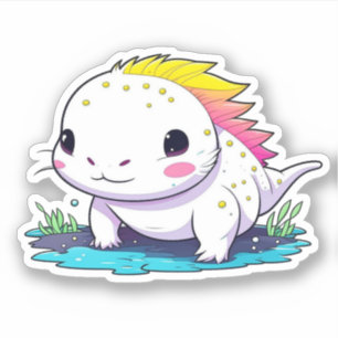 Cute Kawaii Axolotl in Water