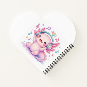 Cute Kawaii Axolotl Monogrammed Notebook