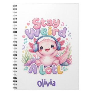 Cute Kawaii Axolotl Monogrammed Notebook