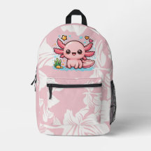 Cute Kawaii Axolotl Pink Aesthetic School Backpack