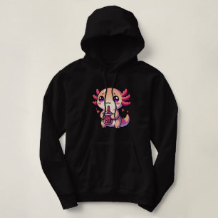 Cute Kawaii Axolotl with Bubble Tea Hoodie