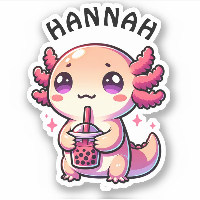 Cute Kawaii Axolotl with Bubble Tea Personalized (Front)