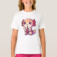 Cute Kawaii Axolotl with Bubble Tea