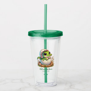 Cute Kawaii Baby Alligator Hatching Baby Shower Acrylic Tumbler