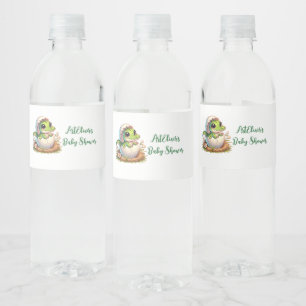 Cute Kawaii Baby Alligator Hatching Baby Shower  Water Bottle Label