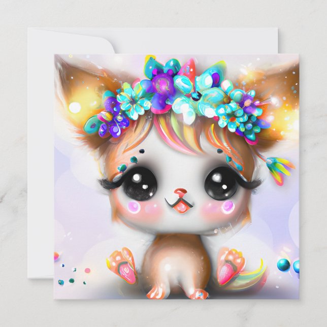 Cute Kawaii Baby Chihuahua  Holiday Card (Front)