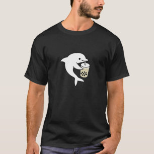 Cute Kawaii Baby Dolphin Drinking Boba Bubble Milk T-Shirt