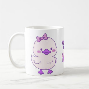 Cute Kawaii Baby Duckling Purple Hair Bow Mug