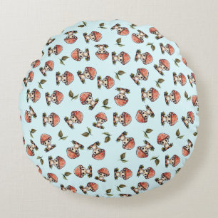 Cute Kawaii Baby Mushroom Pattern Round Pillow