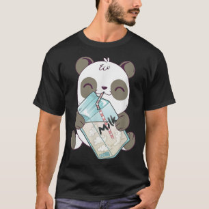 Cute Kawaii Baby Panda Drinking Milk Panda Bear T-Shirt