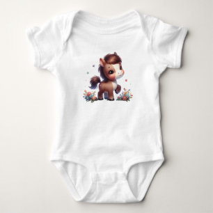 Cute Kawaii Baby Pony with Flowers Bodysuit