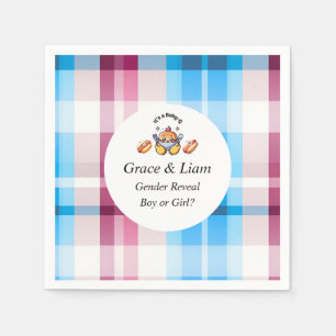Cute Kawaii Baby-Q Gender Reveal Party Napkin
