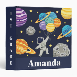 Cute Kawaii  Back to School Cartoon Astronaut Fun Binder