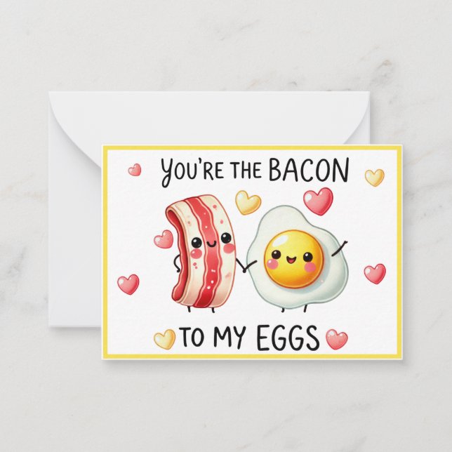 Cute Kawaii Bacon and Eggs Card (Front)