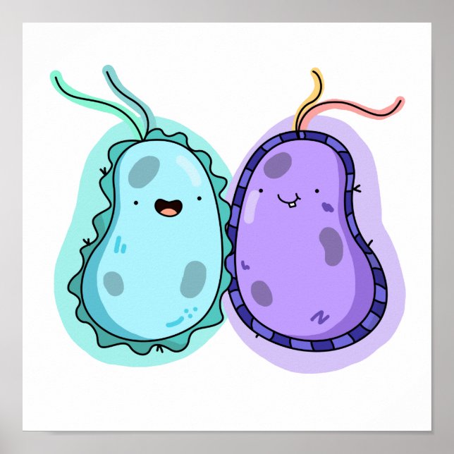 Cute Kawaii Bacteria Poster (Front)