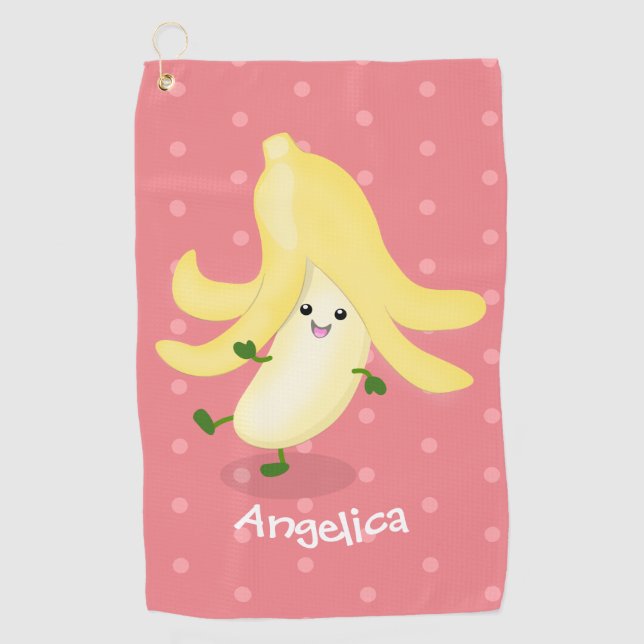 Cute kawaii banana cartoon  golf towel (Front)