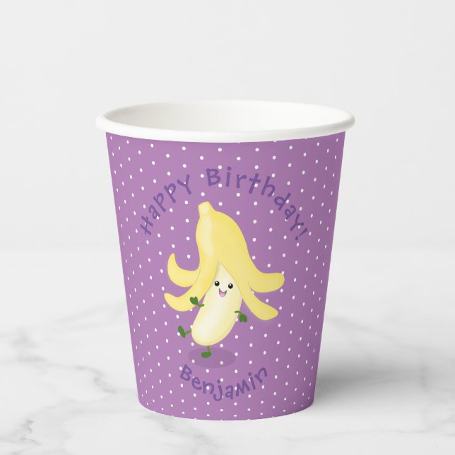 Cute kawaii banana cartoon paper cups (Front)