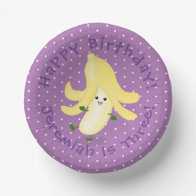 Cute kawaii banana cartoon paper plate (Front)
