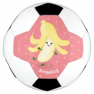 Cute kawaii banana cartoon soccer ball