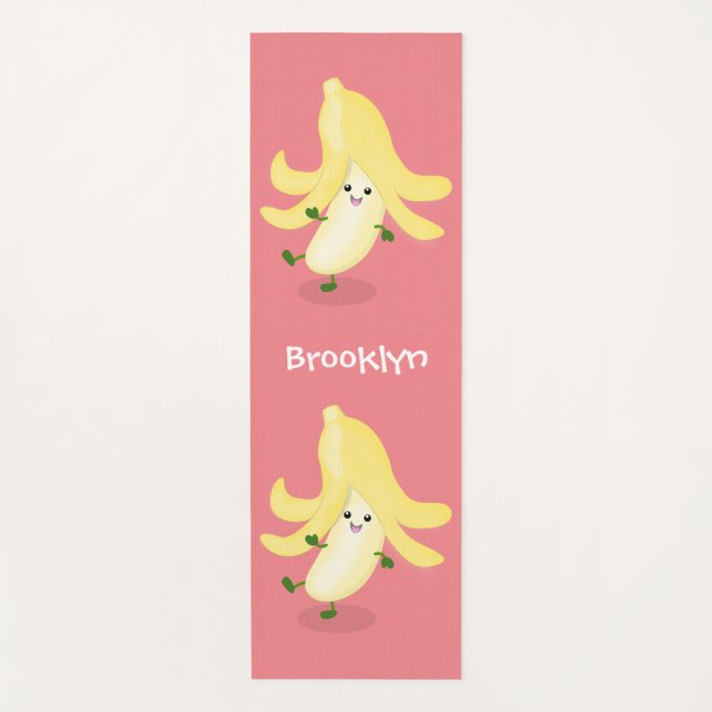 Cute kawaii banana cartoon yoga mat (Front)