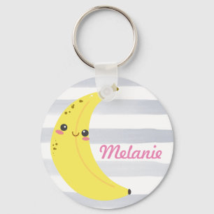 Cute Kawaii Banana Personalised Keychain